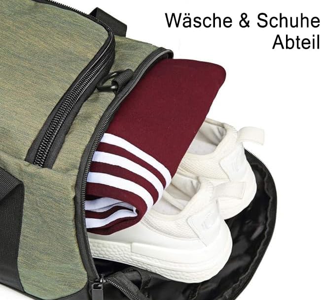 Gym Duffle Bag Backpack Waterproof Sports Duffel Bags Travel Weekender Bag for Men Women Overnight Bag with Shoes Compartment Green