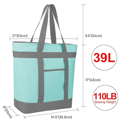 2Pk Insulated Reusable Tote Bag for Grocery Shopping for Women/Men, Pizza/Food Delivery Bag to Keep Food Cold/Hot for Uber Eats/Doordash/Grubub, Cooler bags for Travel/Beach/Picnic, Green