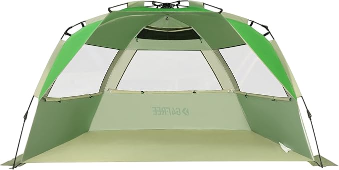 G4Free Easy Set up Beach Tent Deluxe XL, Pop up Sun Shelter for 3-4 Persons with UPF 50+ Protection Beach Shade with Extended Floor