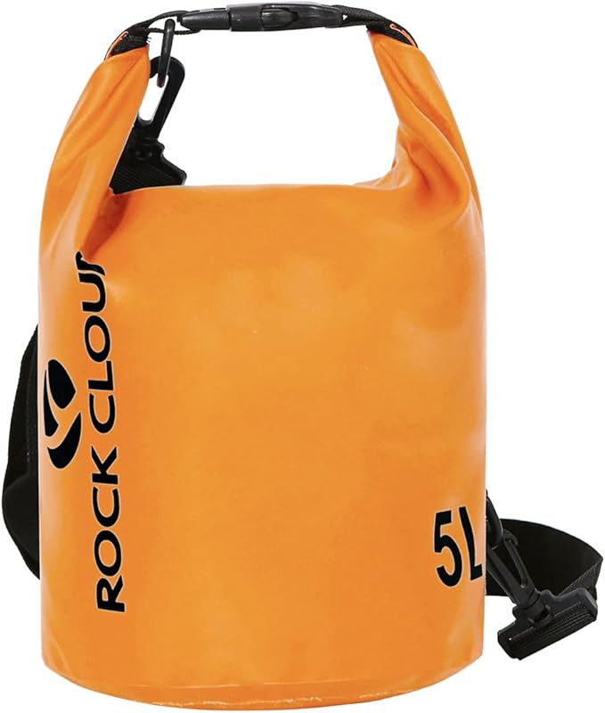 ROCK CLOUD Dry Bag Waterproof 5L Dry Sack for Kayaking Rafting Boating Beach Surfing Swimming Canoe Camping Hiking Fishing Ski, Orange