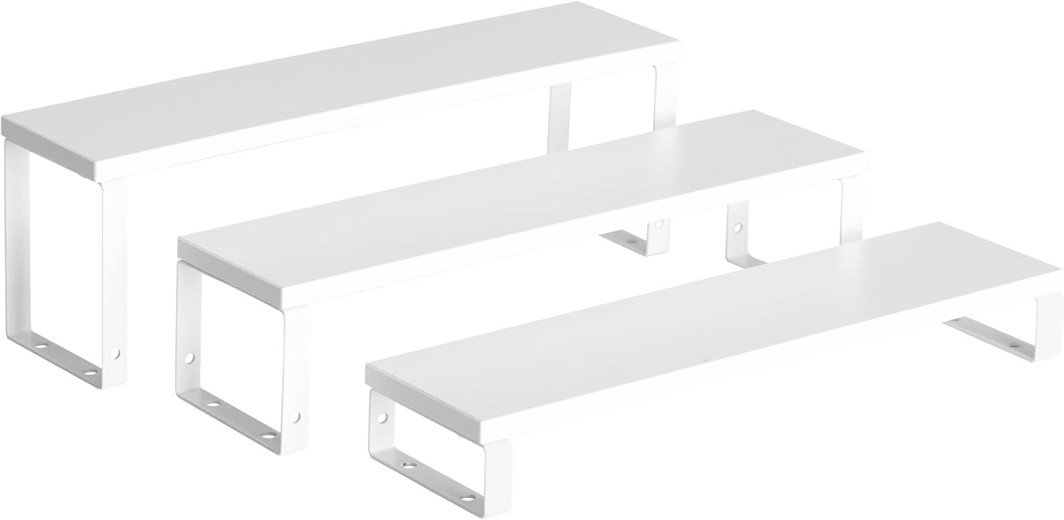 Spice Rack,Wooden Display Riser Stand, 3-Tier Perfume Stand and Cologne Organizer Stand, DIY Spice Rack Organizer, Display Shelf Metal Frame