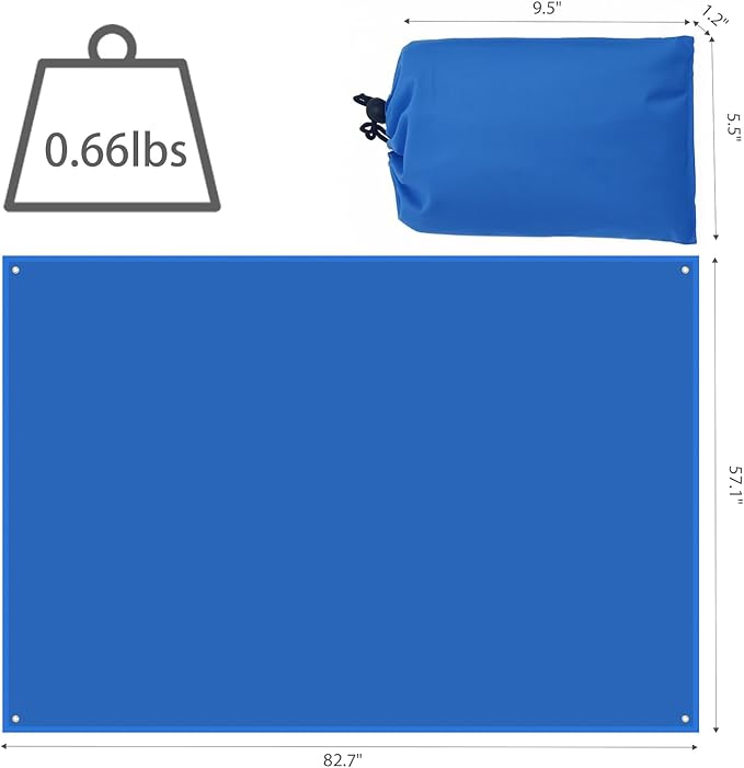 Wind Tour Portable Multifunctional Outdoor Camping Tarp Groundsheet Footprint Lightweight Floor and Ground Tarps for Camping Hiking with Carry Bag (Blue-57" x 83")