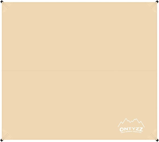 ONTYZZ Khaki Rectangle Tent Footprint Waterproof Camping Tarp Two in One Ground Sheet Mat and Tent Tarp for Camping Outdoor Hiking Beach Picnic, 149 * 220㎝