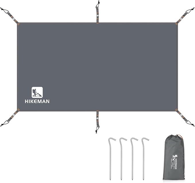Hikeman Tent Footprint - Waterproof Camping Tarp, Heavy Duty Tent Floor Saver, Ultralight Ground Sheet Mat for Hiking, Backpacking, Hammock, Beach - Storage Bag Included(PU3000mm,140 * 210CM)