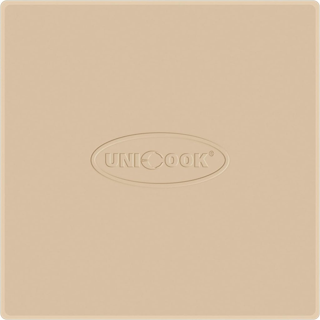 Unicook Pizza Stone for Oven and Grill, 11 Inch Square Baking Stone for Bread, Small Cordierite Oven Grill Pizza Pan, Thermal Shock Resistant, Including Dough Scraper