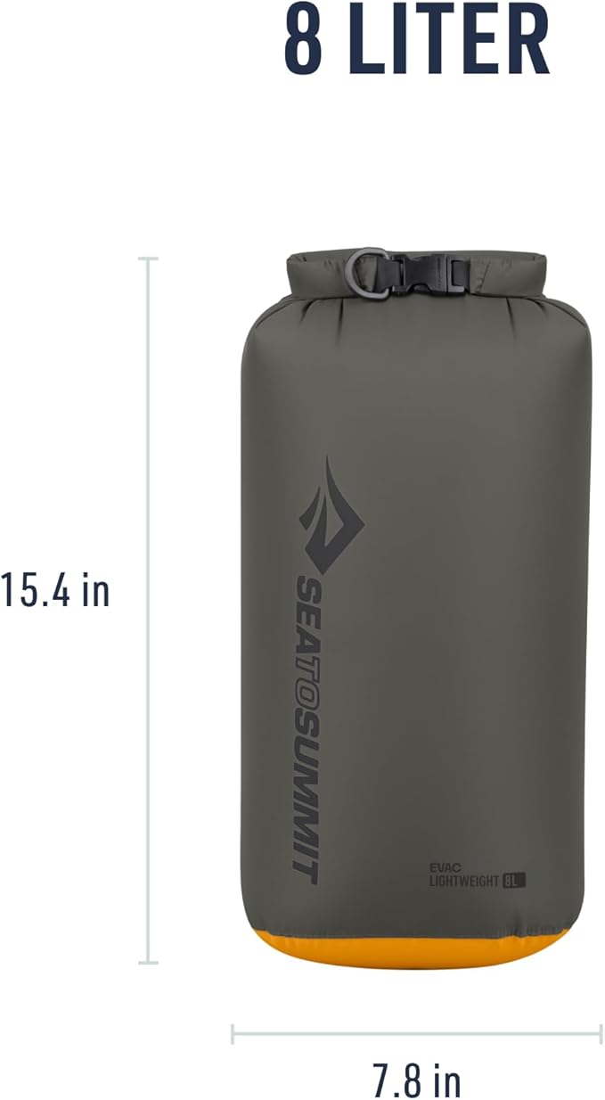 Sea to Summit eVac Dry Bag, Roll-Top Compression Sack, 8 Liter, Beluga Black