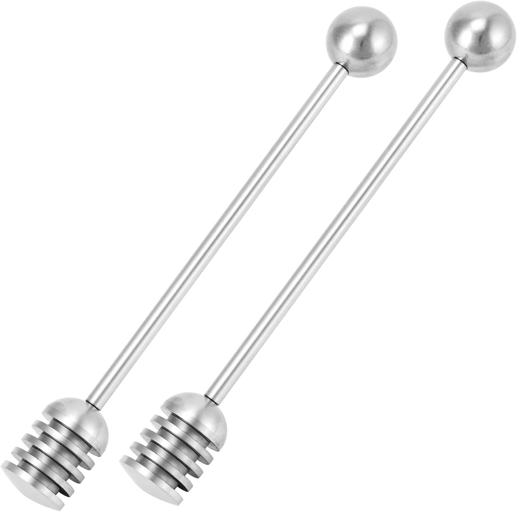 QWORK Stainless Steel Honey and Syrup Dippers, 6.3 Inches, Rust-Resistant, Convenient to Clean, Dishwasher-Safe, Ideal for Drizzling Honey, Syrup, Coffee, and More, 2 Pcs