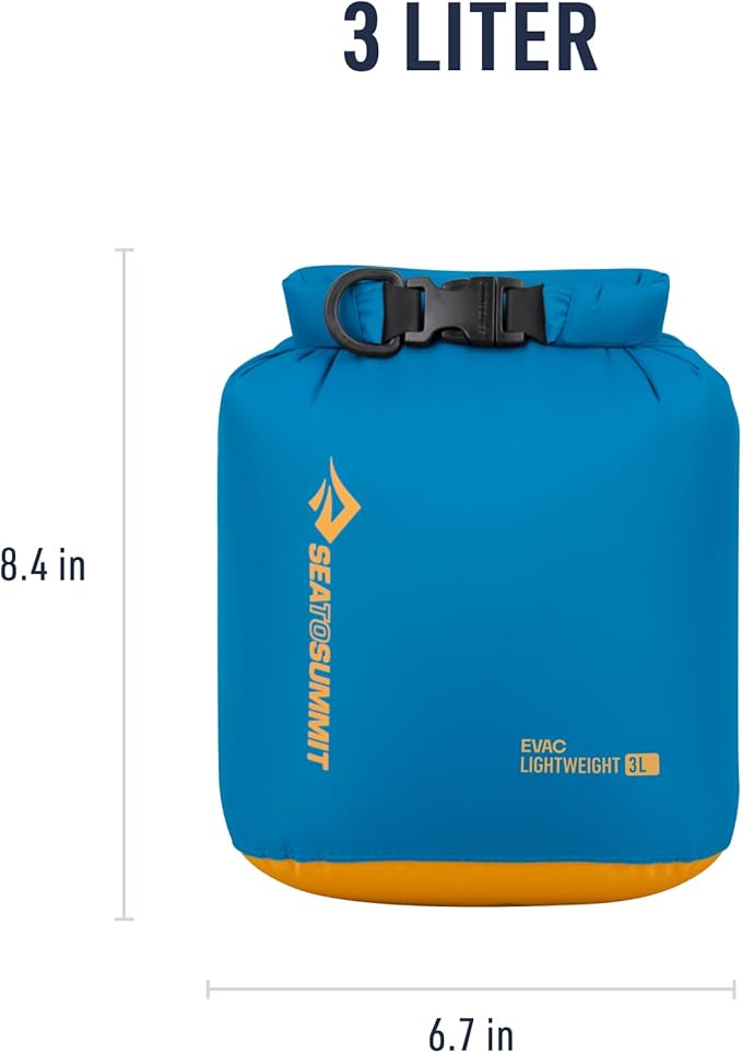 Sea to Summit eVac Dry Bag, Roll-Top Compression Sack, 3 Liter, Turkish Tile Blue