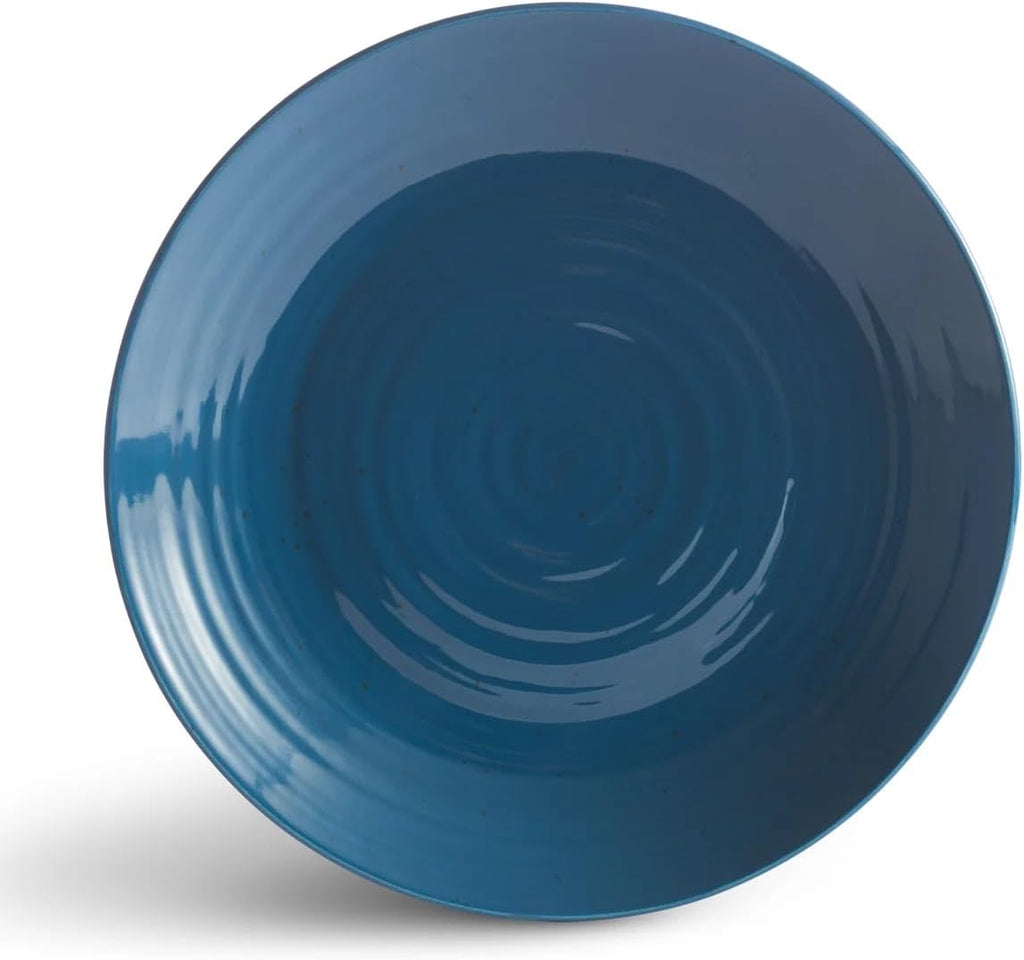 Sango Siterra Artist's Blend 16-Piece Stoneware Dinnerware Set – Service for 4, Ocean Blue Glossy Glaze with Unique Speckled Design, for Everyday Dining & Entertainment, Microwave & Dishwasher Safe