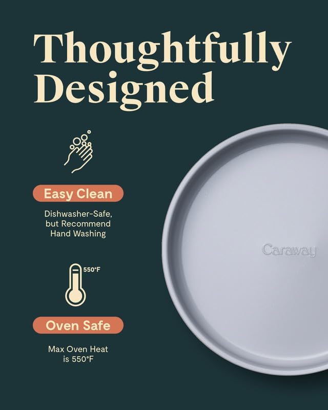 Caraway 9” Circle Pan - Non-Stick Ceramic Coating - Free From Forever Chemicals - Perfect for Birthday Cakes, Tartes, & More - Cream