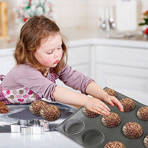 Bluedrop Silicone Hamburger Bread Forms Round Shape Bread Tray Silicone Perforated Silicone Bakery Molds Crusty Bread Bakeware