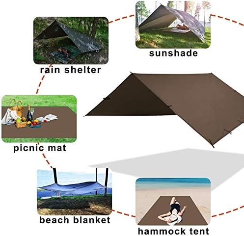 KALINCO Waterproof Camping Tarp Tent Hammock Rain Fly, 13X13FT, Mutifunctional Tent Footprint Lightweight Tarp for Camping, Hiking and Survival Shelter