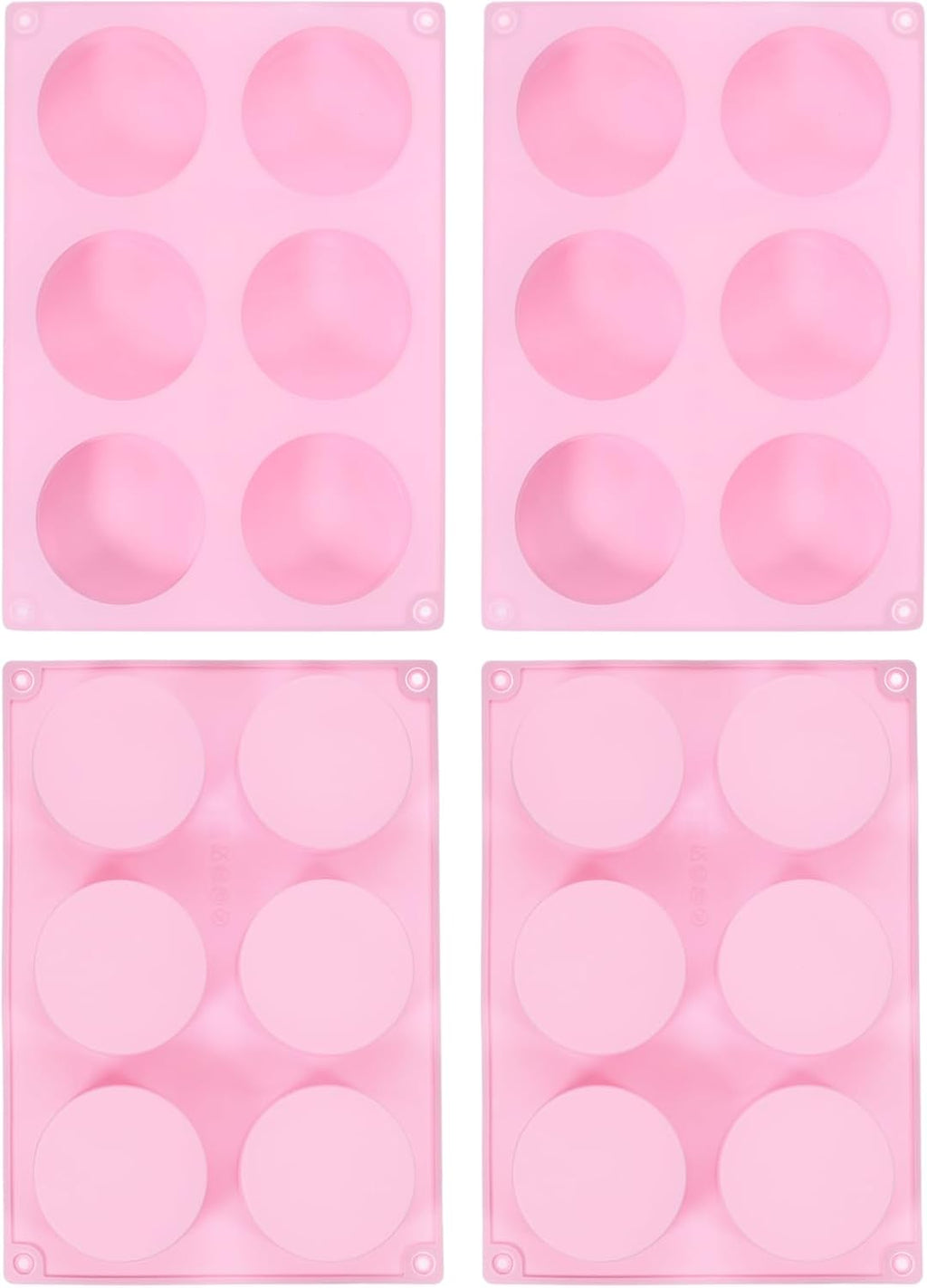 uxcell 4pcs Silicone Muffins Pan, 6 Cup Silicone Cupcake Pan Nonstick Baking Tray for Muffins, Cupcakes, Dishwasher Safe, Pink