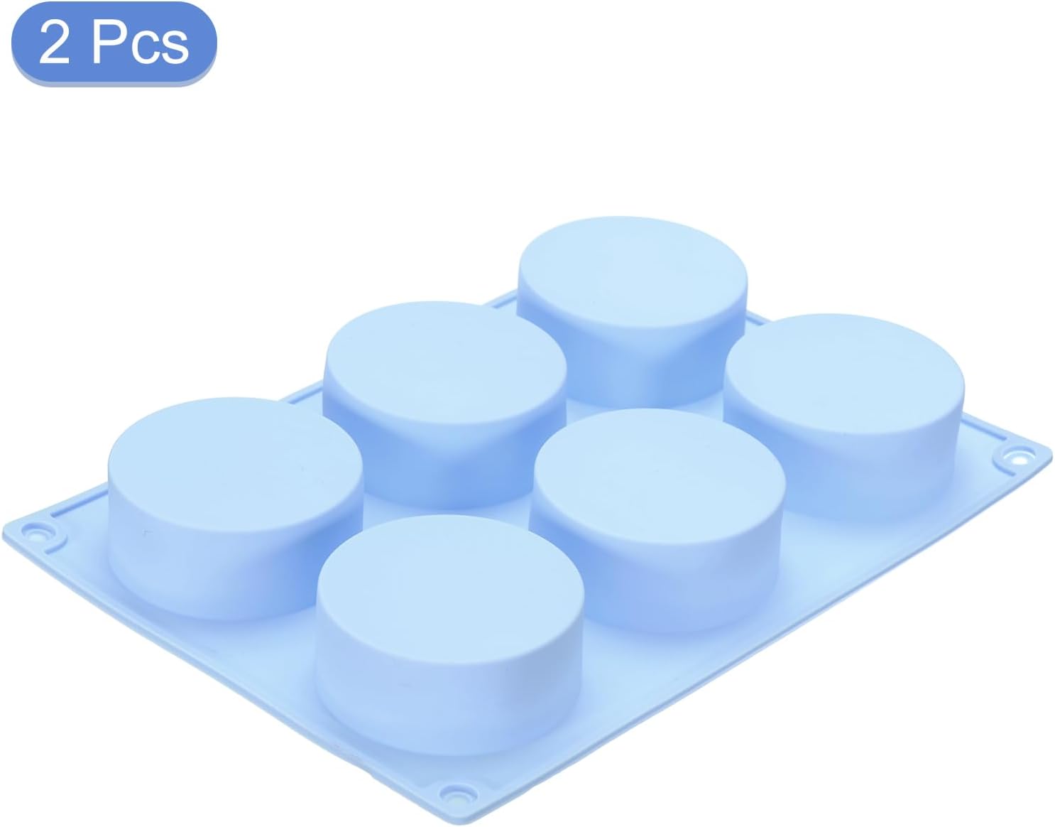 uxcell 2pcs Silicone Muffins Pan, 6 Cup Silicone Cupcake Pan Nonstick Baking Tray for Muffins, Cupcakes, Dishwasher Safe, Blue