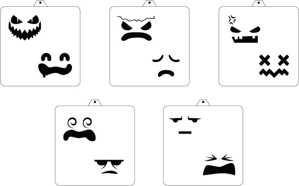 Halloween Ghost Faces Cookie Cutter and Stencil Set Bundle Kit PYO Cookies Paint Your Own Diy Bakery Fondant Sugar Happy Birthday Wedding Baby Candle Kids Painting Coloring Pages Comb (Ghost Faces)