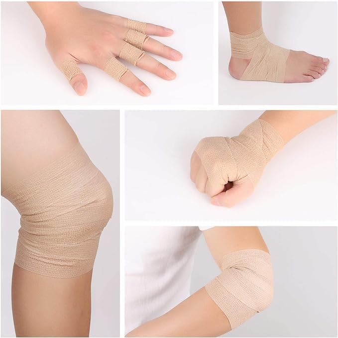 Self Adhesive Bandage Wrap, Sport & Athletic Wrap Cohesive Bandage, Medical Tape in First Aid Kit Breathable Vet Wrap for Wounds, 2" X 5 Yards 8 Rolls (Skin)