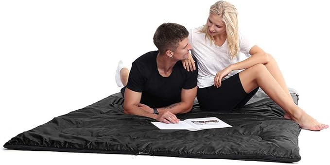 oaskys Double Sleeping Bag for Adults with 2 Pillows - Queen Size XL Waterproof Sleeping Bag for All Season Camping Hiking Backpacking 2 Person Sleeping Bags for Cold Weather & Warm