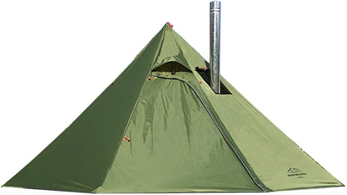 PRESELF 3 Person Lightweight Tipi Hot Tent with Fire Retardant Flue Pipes Window Teepee Tents for Family Team Outdoor Backpacking Camping Hiking