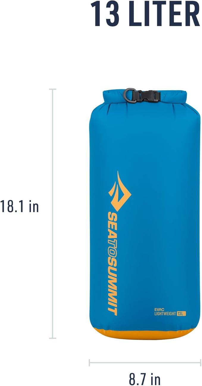 Sea to Summit eVac Dry Bag, Roll-Top Compression Sack, 13 Liter, Turkish Tile Blue