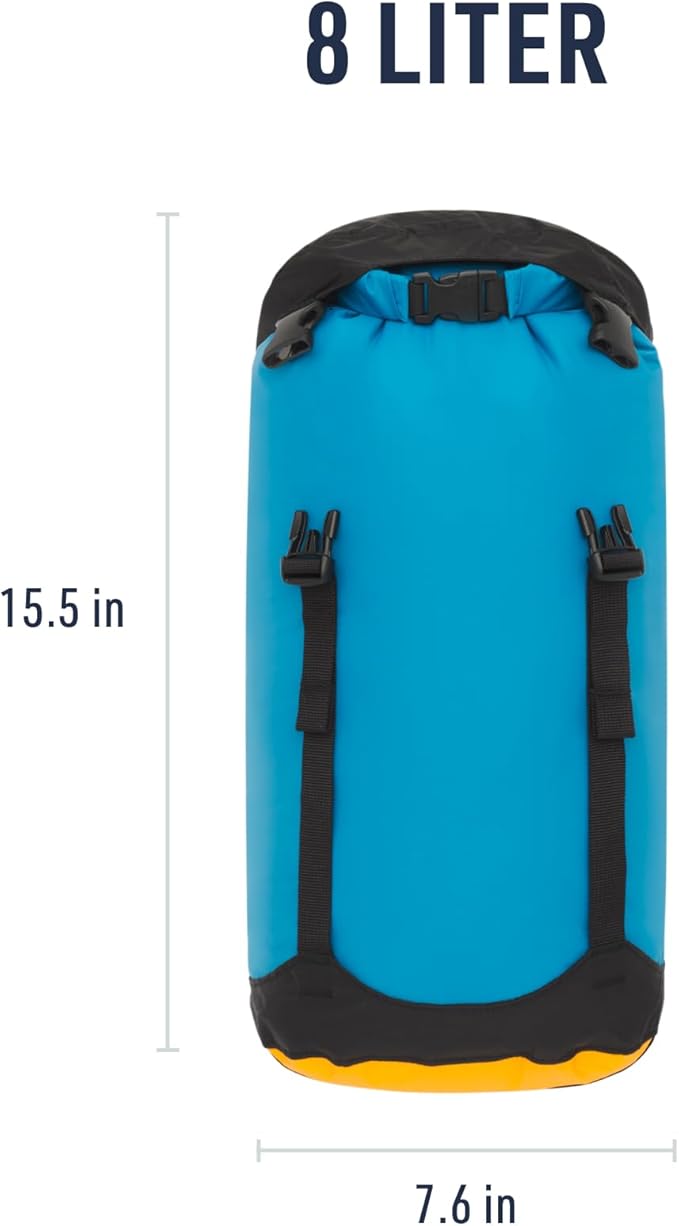 Sea to Summit eVac Compression Dry Bag, Waterproof Compression Sack, 8 Liter, Turkish Tile Blue