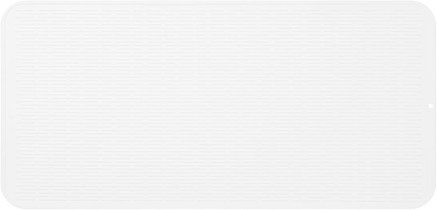 Silicone Dish Drying Mat for Multiple Usage,Easy clean,Eco-friendly,Heat-resistant Silicone Mat for Kitchen Counter or Sink,Refrigerator or Drawer Liner White 5XL 36inches x 18inches