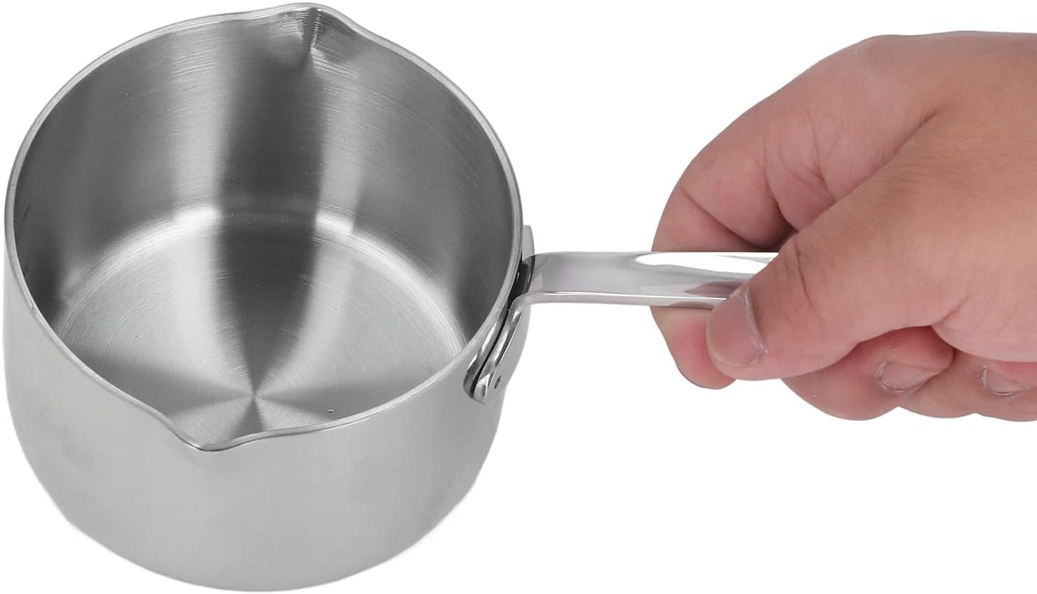 Butter Warmer, 300ml Mini Milk Warmer Pot Stainless Steel Coffee Pots Saucepan Butter Melting Pot with Dual Pour Spout for Coffee Tea Soup Warming