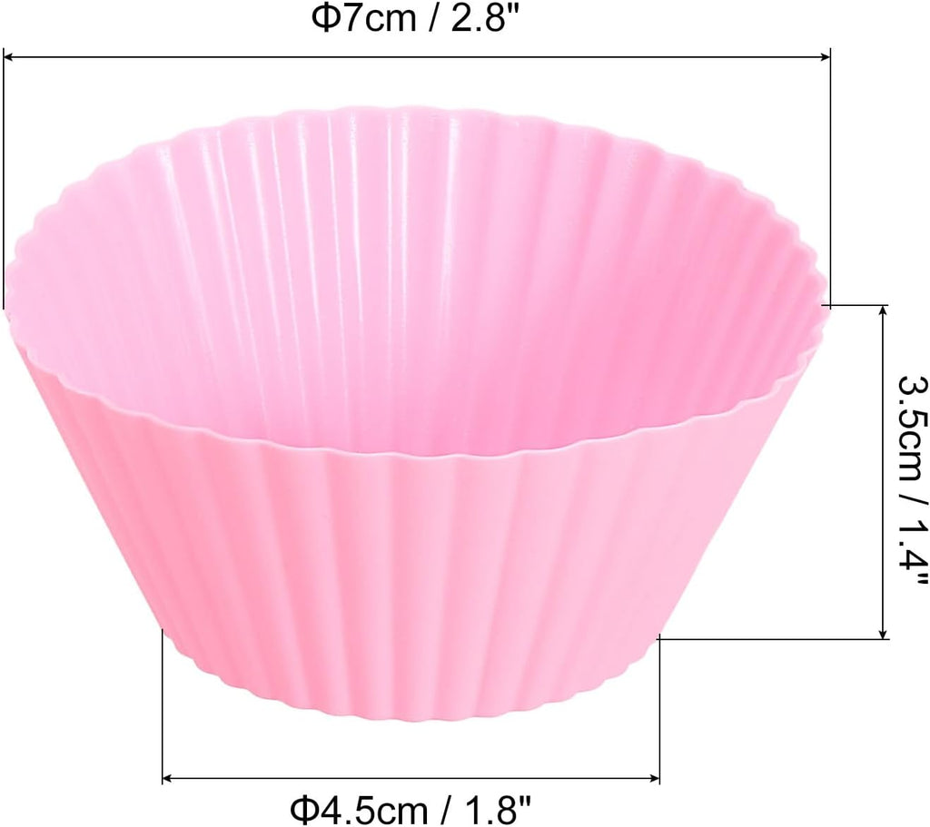 uxcell 36Pcs Silicone Cupcake Liners, Non-Stick Baking Cups, for Cooking Eggs, Baking Muffins and Make a Cake(Pink)
