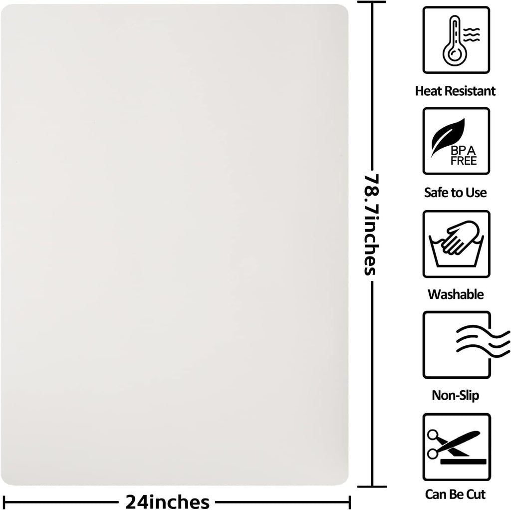 Silicone Mats for Kitchen Counter, Nonslip Silicone Mats for Crafts Countertop Protector Heat Resistant Mat (78.7” x 24” x 0.08”, Beige)