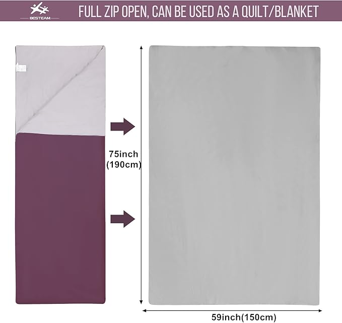 Warm Weather Sleeping Bag - Portable Waterproof Compact Lightweight, Packable for Kids, Teens Adults Camping Backpacking Hiking, Spring Summer Fall