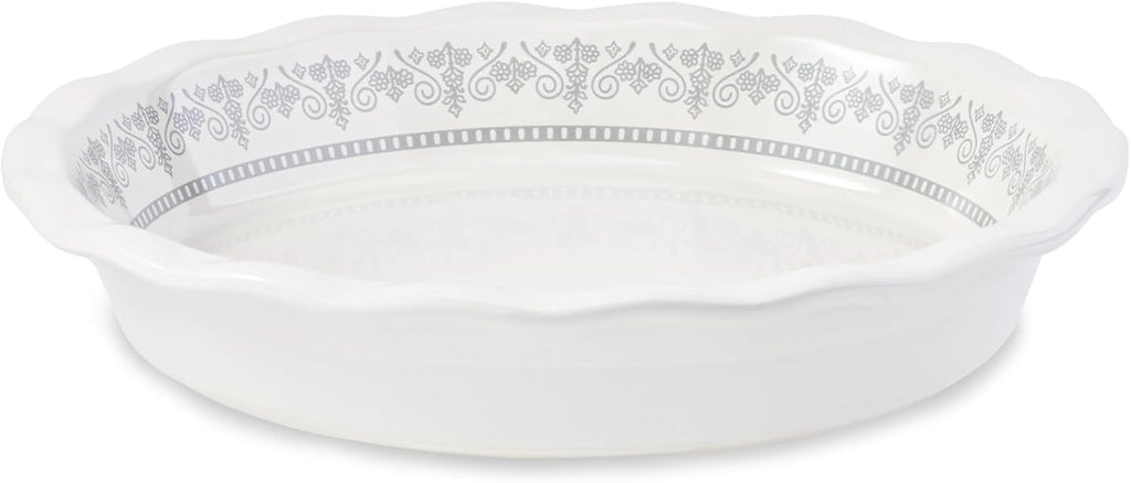 Ceramic Pie Pans for Baking, 9 Inch Porcelain Pie Pan Pie Dish, Round Pie Plate for Apple Pie, Quiche, Pot Pies, Tart（White）