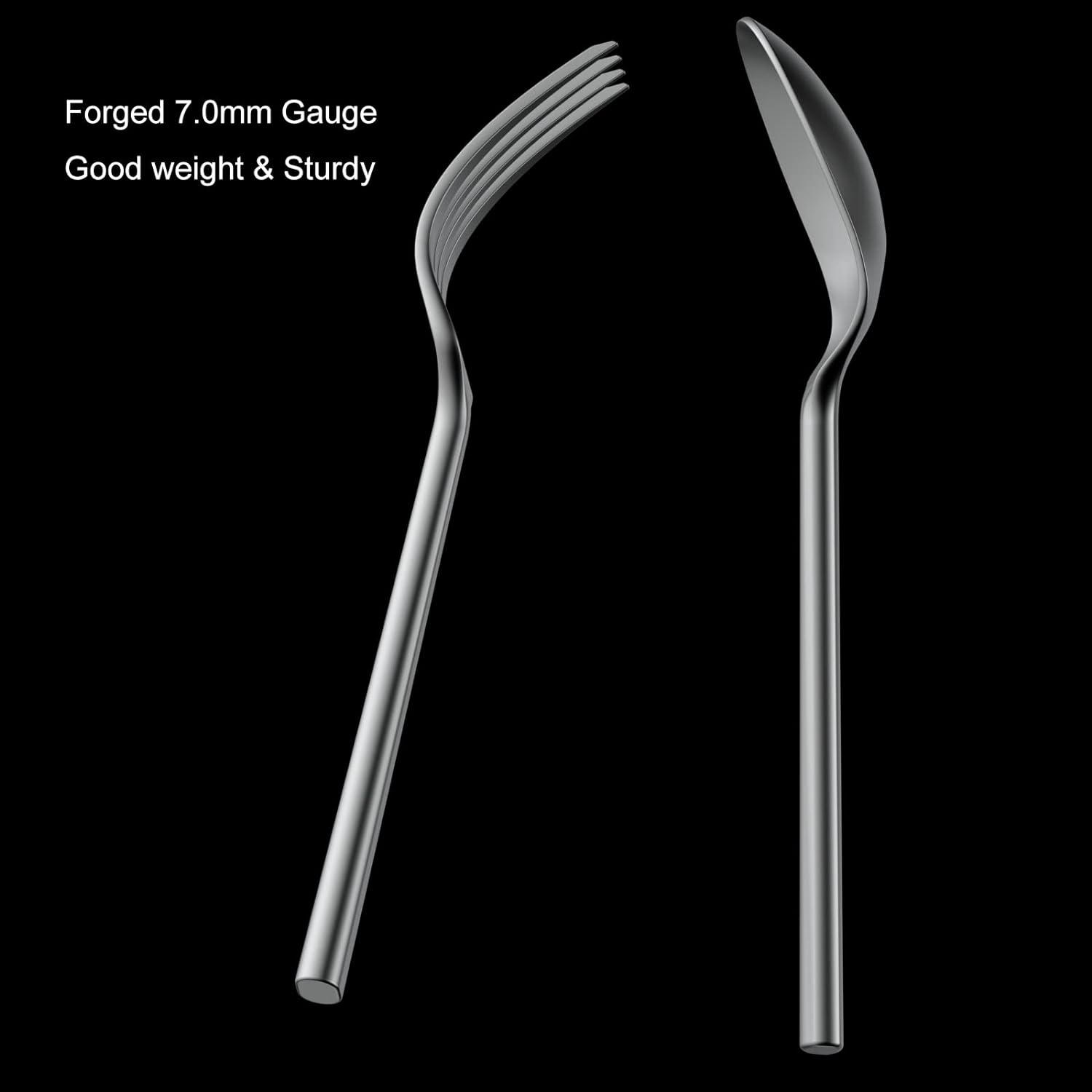 Alata Potter 20-Piece Forged Silverware Set, Service for 4 – Premium Stainless Steel Flatware Set, Modern Design with Satin Finish, Ideal for Home, Kitchen, Party, Camping