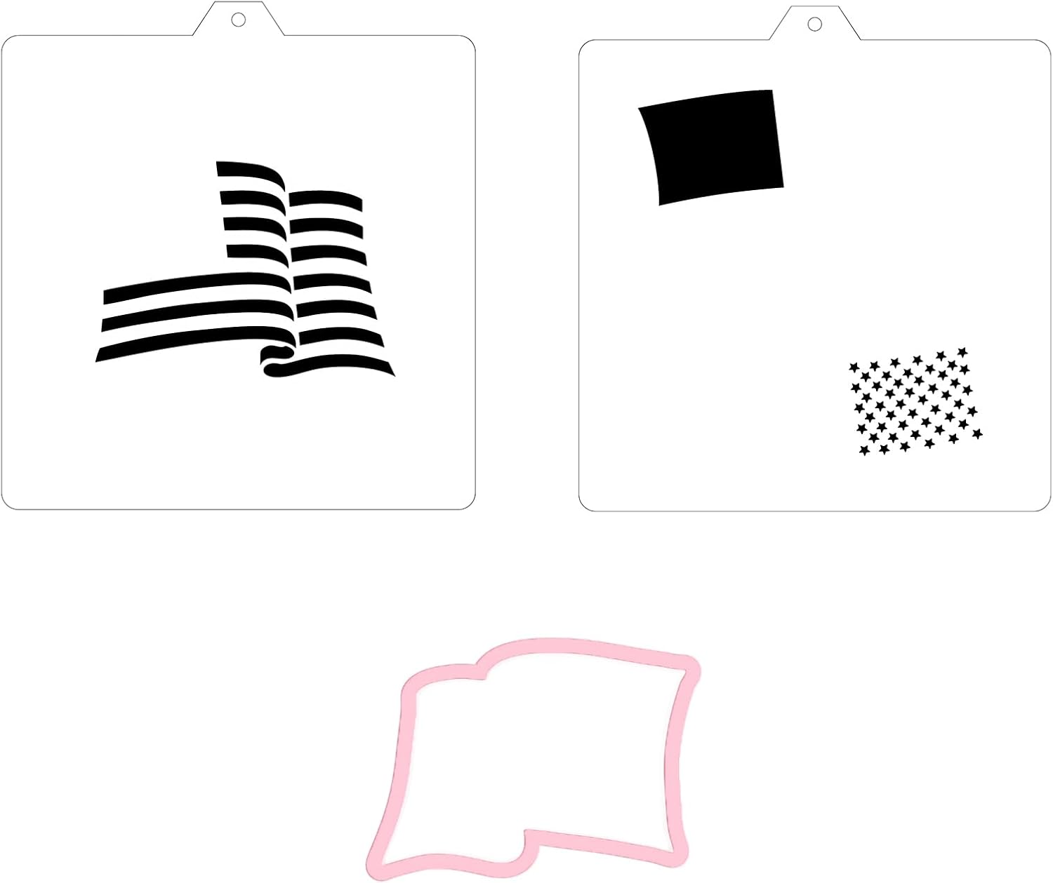 USA Flag Cookie cutter and stencil set Baking stencils and cutters bundle July 4th Independ Independence Day‌ Cookie cutter with stencils Icing stencil and cookie cutter combo(Flag Set)