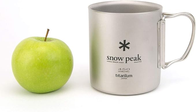 Snow Peak Double Wall Titanimum Insulated Mug, Lightweight, Durable, Camping, 450ml