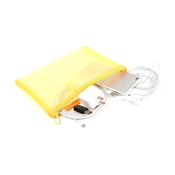 patu Zipper Mesh Bags, 9.25" x 7", Size L / A5, 5 Pieces, Beauty Makeup Cosmetic Accessories Organizer, Travel Toiletry Kit Set Storage Pouch, Assorted Colors