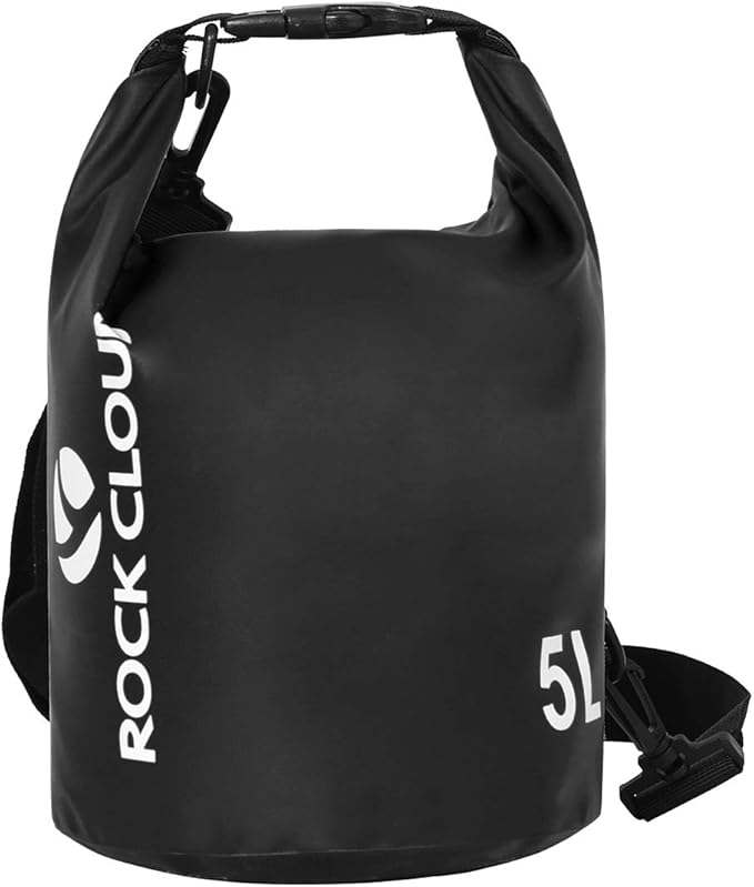 ROCK CLOUD Dry Bag Waterproof 5L Dry Sack for Kayaking Rafting Boating Beach Surfing Swimming Canoe Camping Hiking Fishing Ski, Black