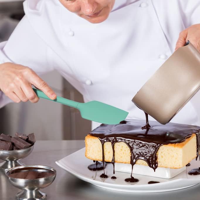 Coukre Silicone Spatula Set of 5,High Temperature Resistant, Food Grade Silicone, Dishwasher Safe, for Baking, Cooking (Pure Aqua Green)