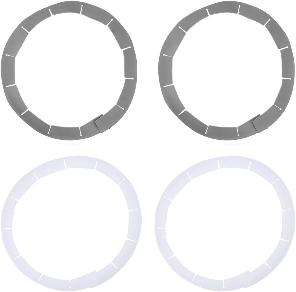 Adjustable Pie Crust Shields, Silicone Baking Protectors, Cover Ring Tools Fits 8-11.4 Inch Pies, Baking Pie Pizza Crust Shield Protector Cover for Edges ﻿ (Grey 2 + Transparent 2)