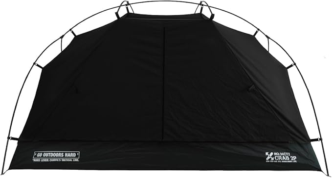 Crab 2 Person Double Layer Black Canvas Cotton Tent, Portable Breathable Easy Set Up Backpacking Tent