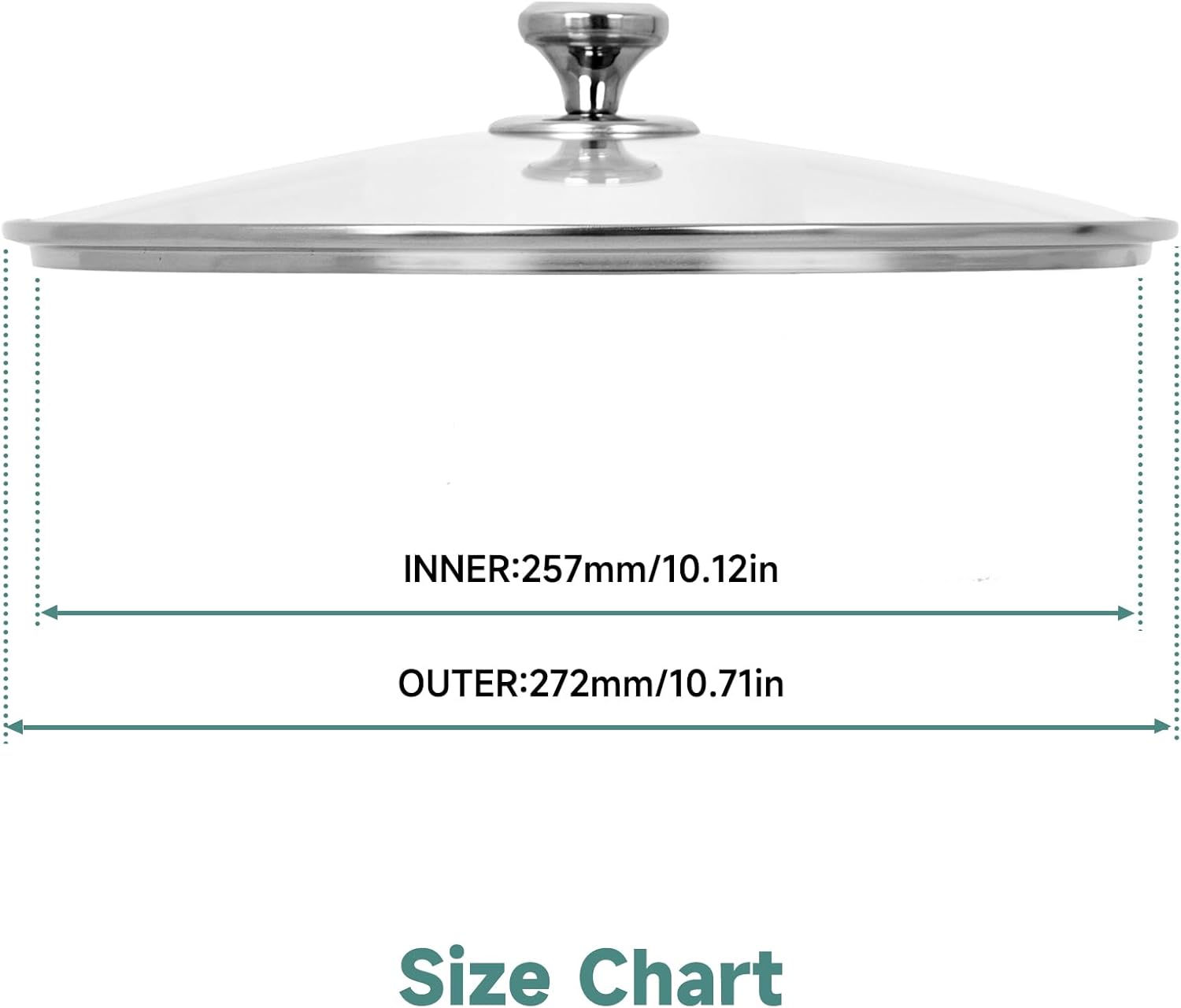 10.25 In Glass Lid for Frying Pan, Tempered Replacement Cover for All 10.25 inches Cookware for Skillets, Round Cast Iron, Cast Aluminium, Stainless Steel Pans &Pots