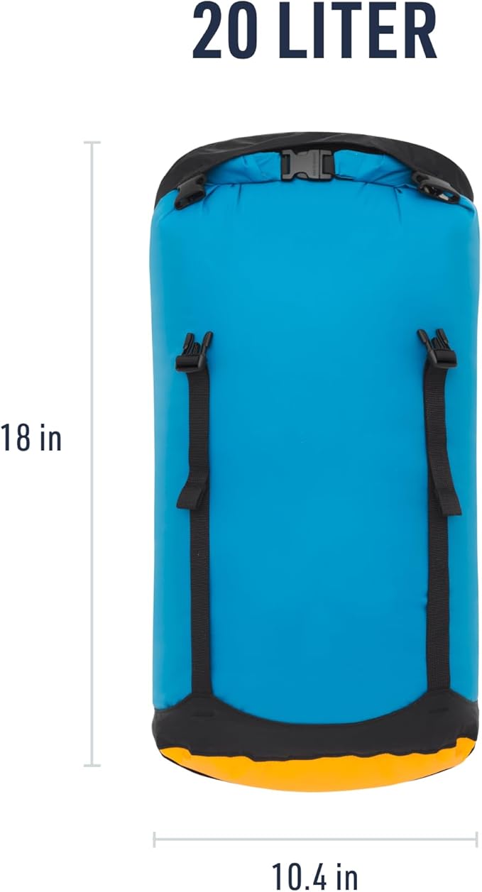 Sea to Summit eVac Compression Dry Bag, Waterproof Compression Sack, 20 Liter, Turkish Tile Blue