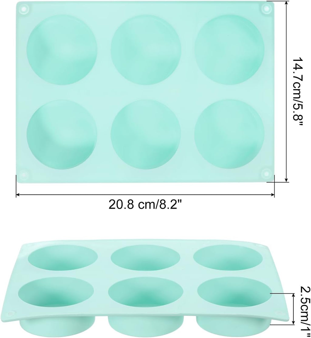 uxcell 2pcs Silicone Muffins Pan, 6 Cup Silicone Cupcake Pan Nonstick Baking Tray for Muffins, Cupcakes, Dishwasher Safe, Green