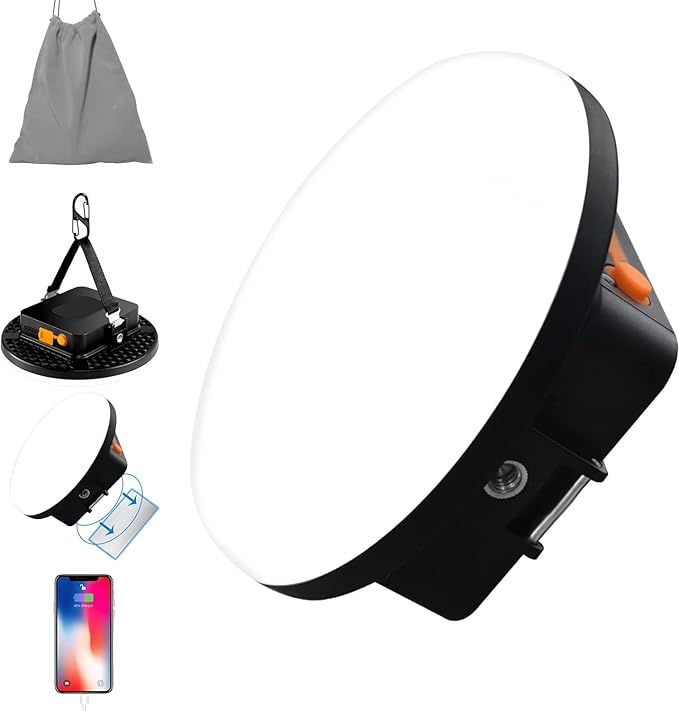 10000mAh 4000LM Flashlight Portable LED Camping Lantern Rechargeable Light 30W with Magnet and 1/4 Nut Port, IP65 Waterproof Tent Light Power Failure Emergency Survival Kits (30W Pro)