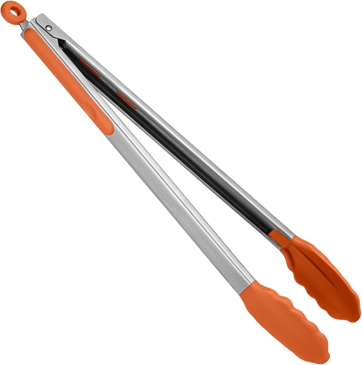 Heat Resistant Silicone Kitchen Tong: U-Taste 16 inch Extra Long Large 480ºF Hot Proof Cooking Tong with Sturdy Non Stick Rubber Tips & Non Slip Silicon Coated Steel Handle for Grilling BBQ (Orange)