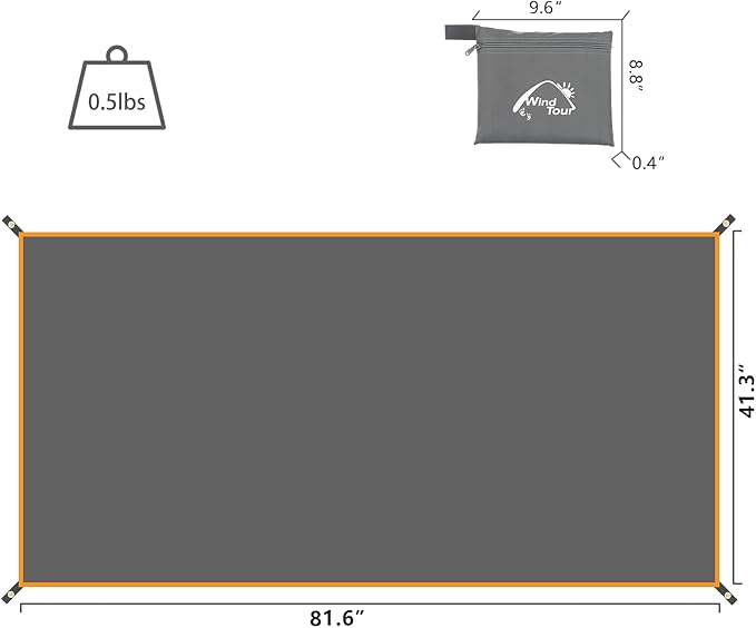 Wind Tour Portable Multifunctional Outdoor Camping Tarp Groundsheet Footprint Lightweight Floor and Ground Tarps for Camping Hiking with Carry Bag (41.3" x 83")