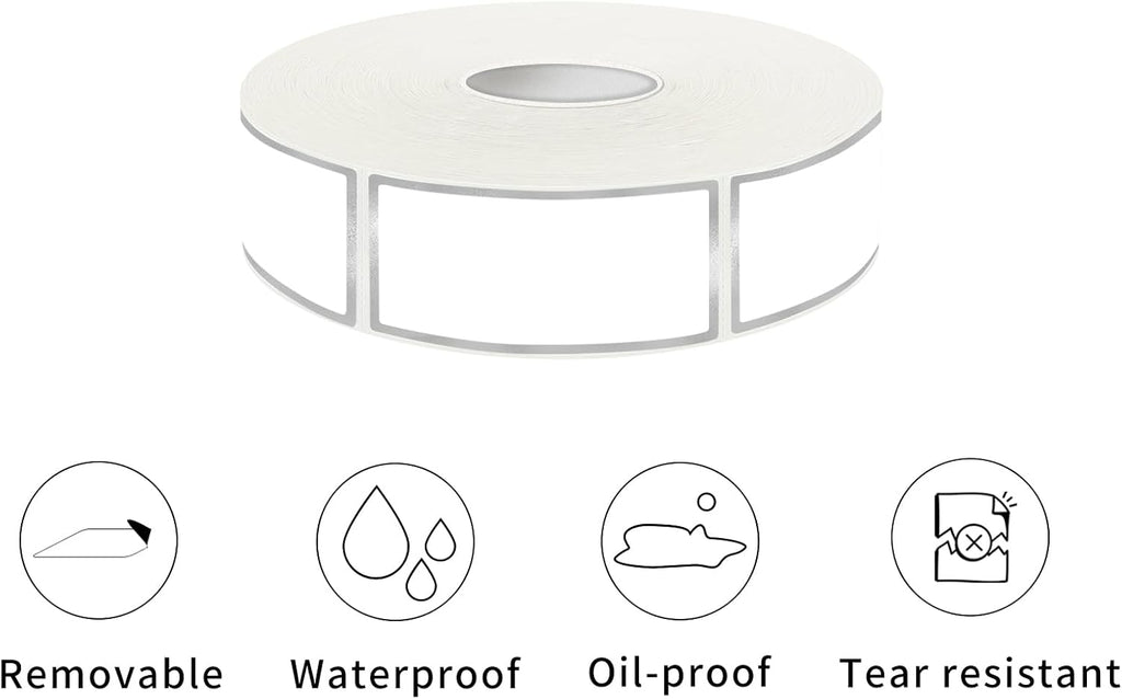 600 Silvery Border Removable Freezer Labels Water Oil Resistant with Perforation Line for Food Containers Jars Pantry Organization (Ink Quick-Dry，1” x 2”)