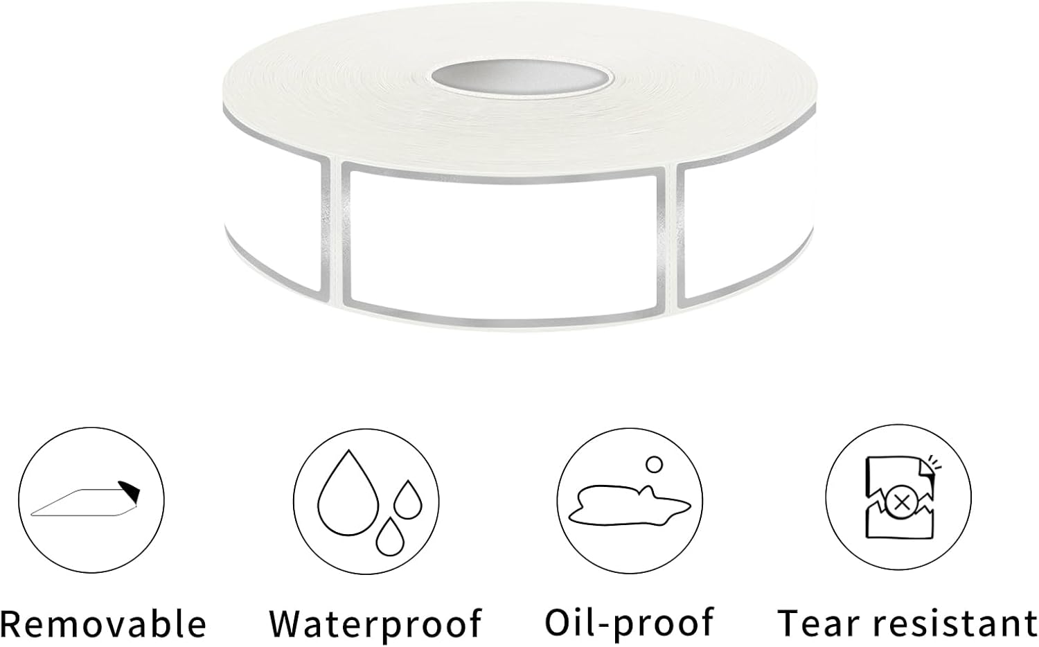 600 Silvery Border Removable Freezer Labels Water Oil Resistant with Perforation Line for Food Containers Jars Pantry Organization (Ink Quick-Dry，1” x 2”)