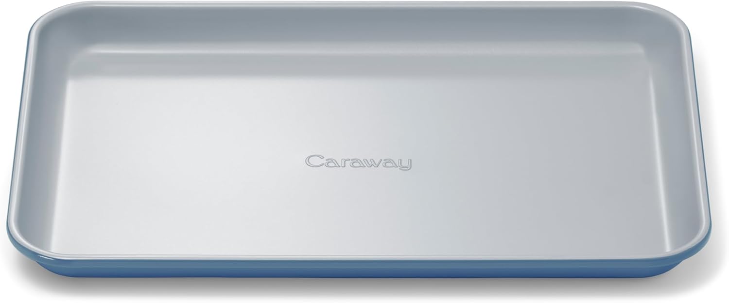 Caraway Nonstick Ceramic Small Baking Sheet (9x13”) – Non-Toxic, PTFE & PFOA Free – Oven Safe – Aluminized Steel Core – Mini Sheet Pan for Baking, Roasting & More - Slate