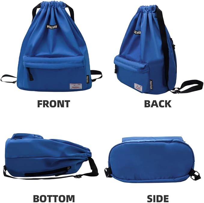 Peicees Waterproof Drawstring Sport Bag Lightweight Sackpack Backpack for Men and Women