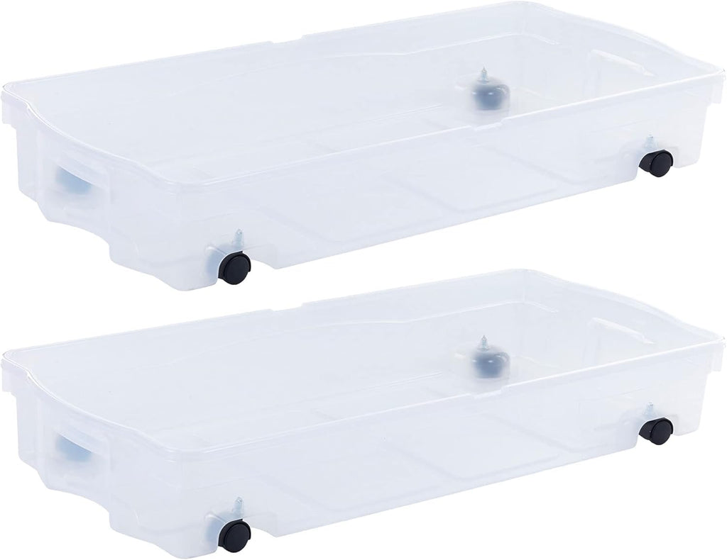 Rubbermaid Cleverstore Under the Bed 70 Qt Wheeled 2-Pack, Clear Storage Bins with Lids, Stackable, BPA-Free, Made in USA