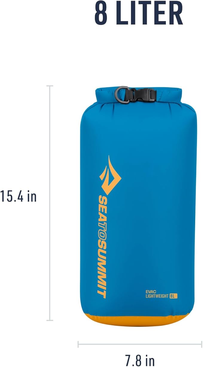 Sea to Summit eVac Dry Bag, Roll-Top Compression Sack, 8 Liter, Turkish Tile Blue